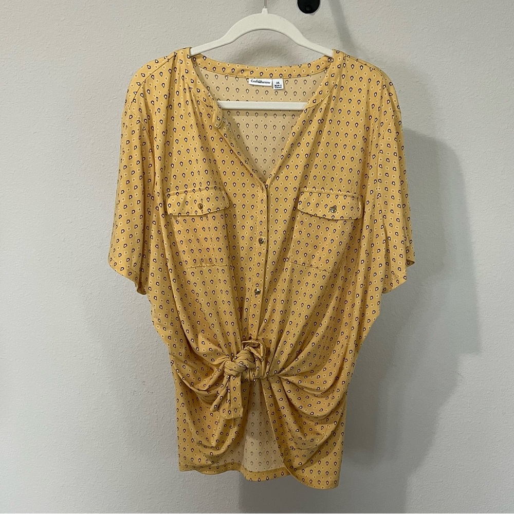 Croft and barrow 3x yellow print top (221)